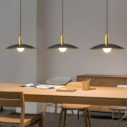 Mid-Century Flared Milky Glass and H65 Copper Pendant Light