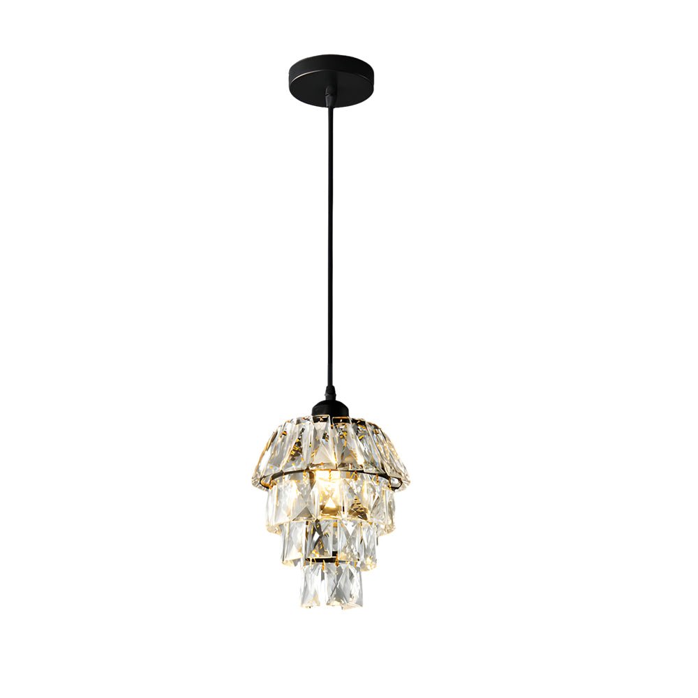 Mini Crystal Metal Pendant Light E14 Hand-Set Faceted Crystal Gold Black 2 Styles Indoor