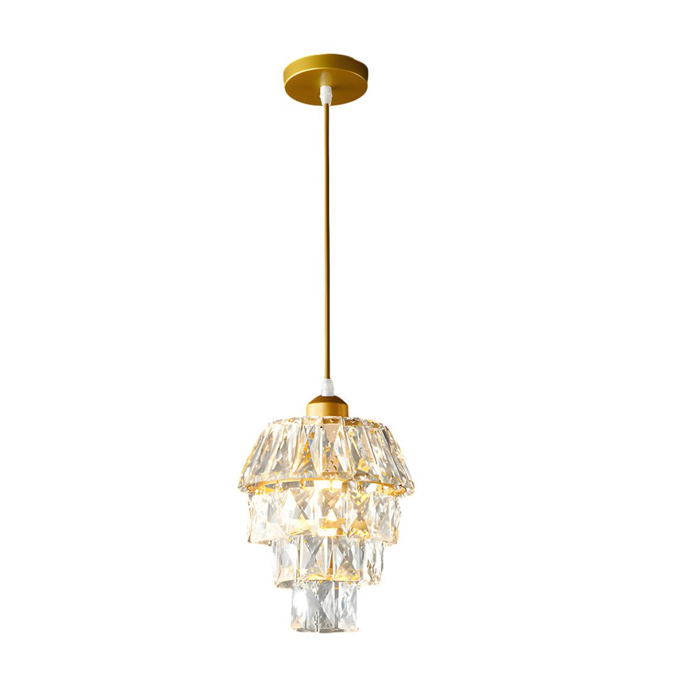 Mini Crystal Metal Pendant Light E14 Hand-Set Faceted Crystal Gold Black 2 Styles Indoor