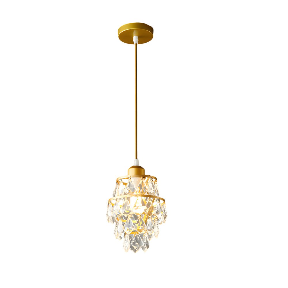 Mini Crystal Metal Pendant Light E14 Hand-Set Faceted Crystal Gold Black 2 Styles Indoor