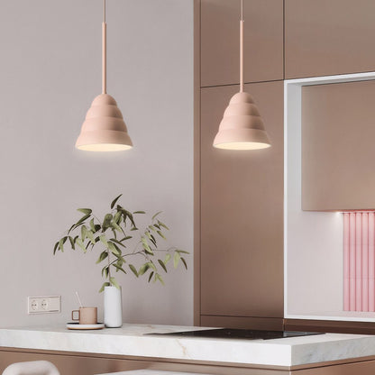 Pink Resin Geometric Pendant Light Metal Arc Arm E27 3000K/4000K 3 Shapes Indoor