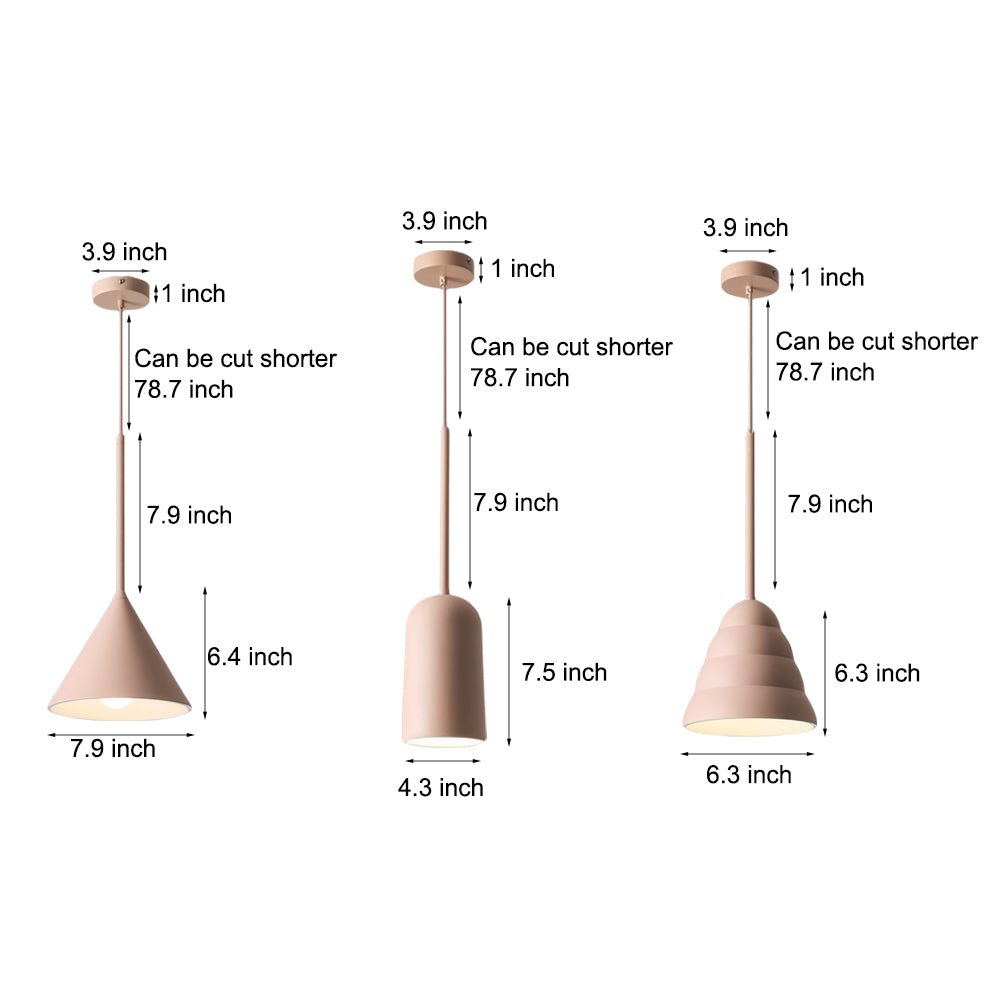 Pink Resin Geometric Pendant Light Metal Arc Arm E27 3000K/4000K 3 Shapes Indoor