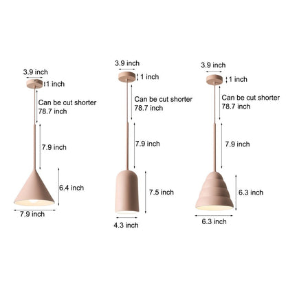 Pink Resin Geometric Pendant Light Metal Arc Arm E27 3000K/4000K 3 Shapes Indoor