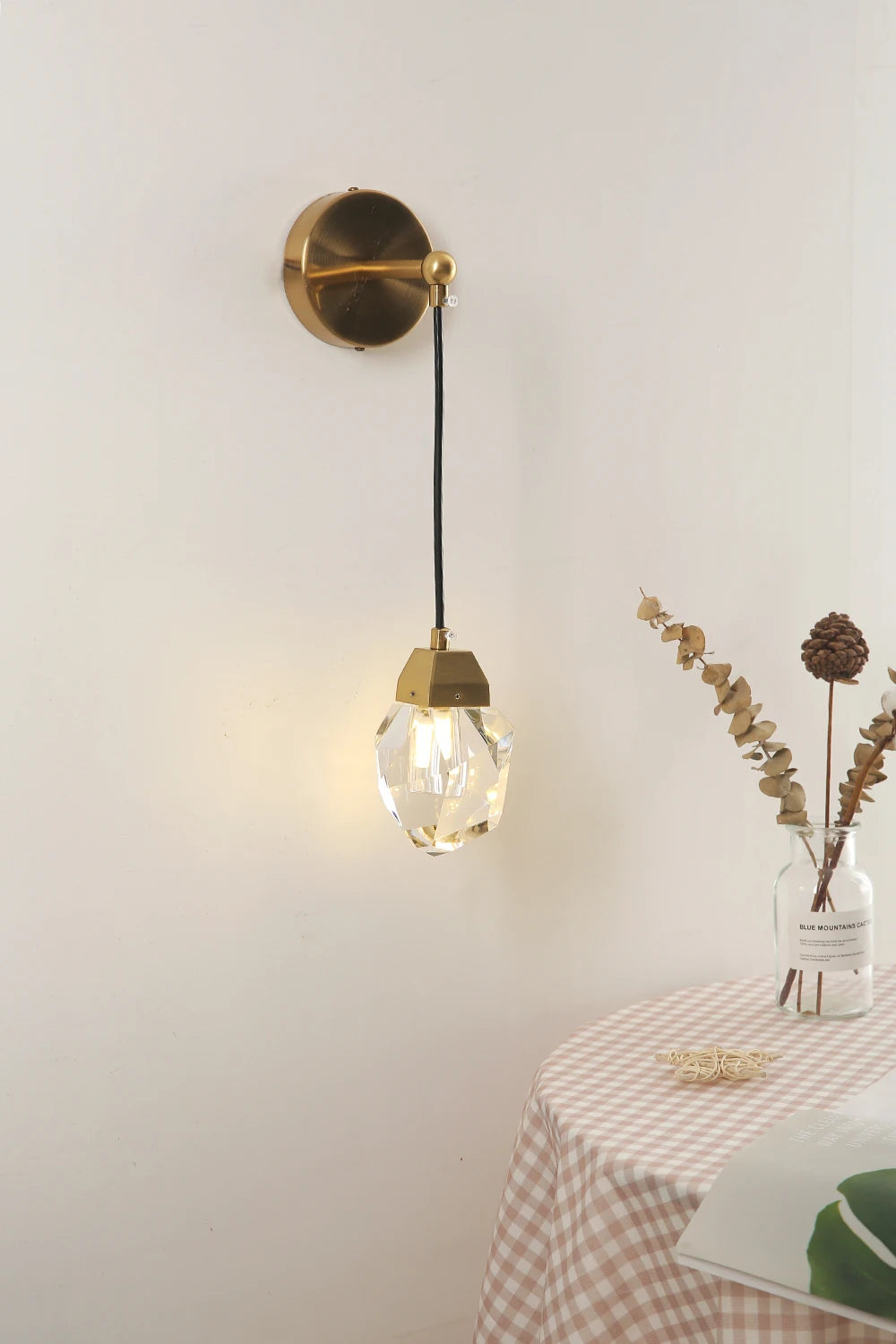 Modern Glass Wall Sconce Gold G9 Minimalist Bedroom Living Room