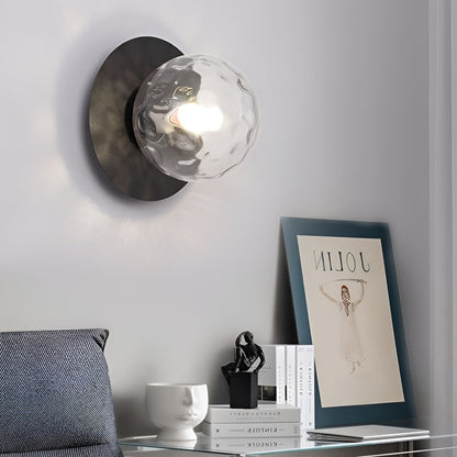 Round Glass Ball LED Wall Sconce Modern Gold Black Bedroom Living Room 12W