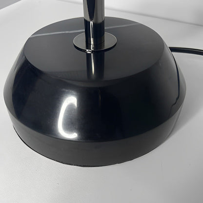 Ribbed Glass Bowl Table Lamp Modern Italian Accent Light with Metal Base Black or Silver 18.9 Inch