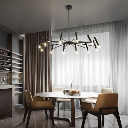 Modern Adjustable Metal LED Chandelier Minimalist Linear Ceiling Light
