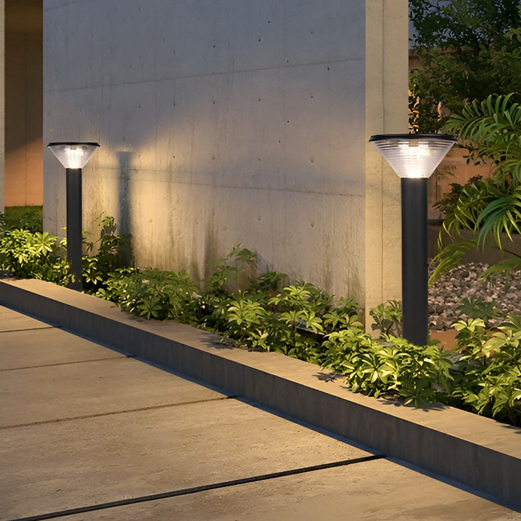 Tapered Solar LED Pathway Light Black Frosted Aluminum 3-CCT 4400mAh Base or Insert 2 Heights