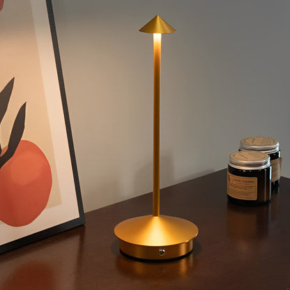 Rechargeable Mushroom Table Lamp Slim Aluminum Pina Cordless Touch Stepless Dimming 12H Black or Gold