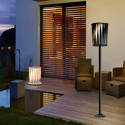 Rotating Vertical Slat Stainless Steel LED Outdoor Floor Lamp IP65 Solar 3000K