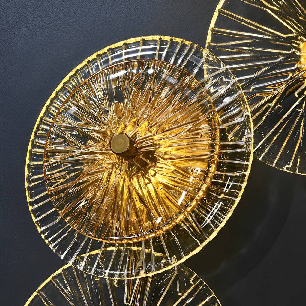Post-Modern Round Glass Wall Sconce Luxury LED Gold Multi-Light Bedroom Living Room