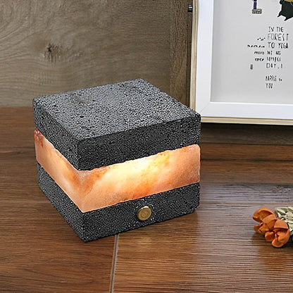 Modern Rechargeable LED Table Lamp Volcanic Brick Texture Touch Dimmable Cordless Mini Accent Warm White 2400K Round Square