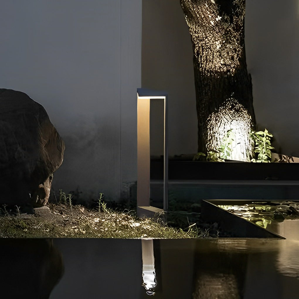 Linear Frame LED Pathway Light Black Aluminum 12W Geometric Outdoor Landscape 3 Heights