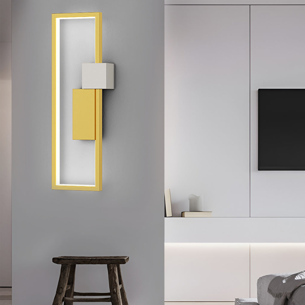 Rectangular Three-Color LED Wall Sconce Modern Nordic Bedroom Hallway Black Gold