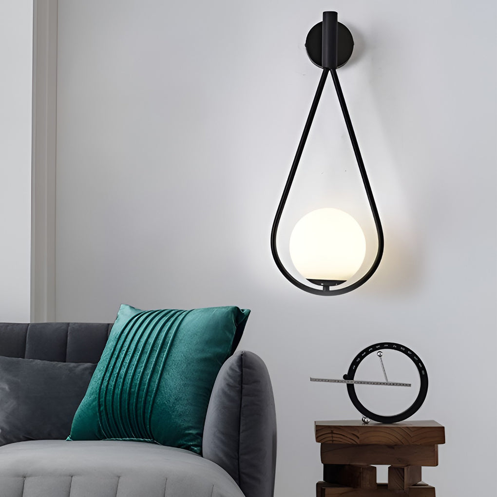 Teardrop Wall Sconce Nordic Glass Globe Iron E27 Bedroom Living Room Black Gold