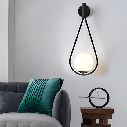 Teardrop Wall Sconce Nordic Glass Globe Iron E27 Bedroom Living Room Black Gold