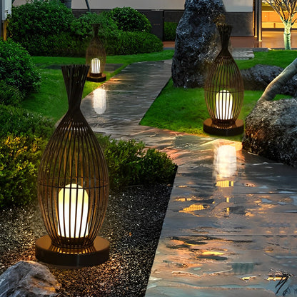 Industrial Caged Bottle Stainless Steel LED Outdoor Floor Lantern IP54 3000K