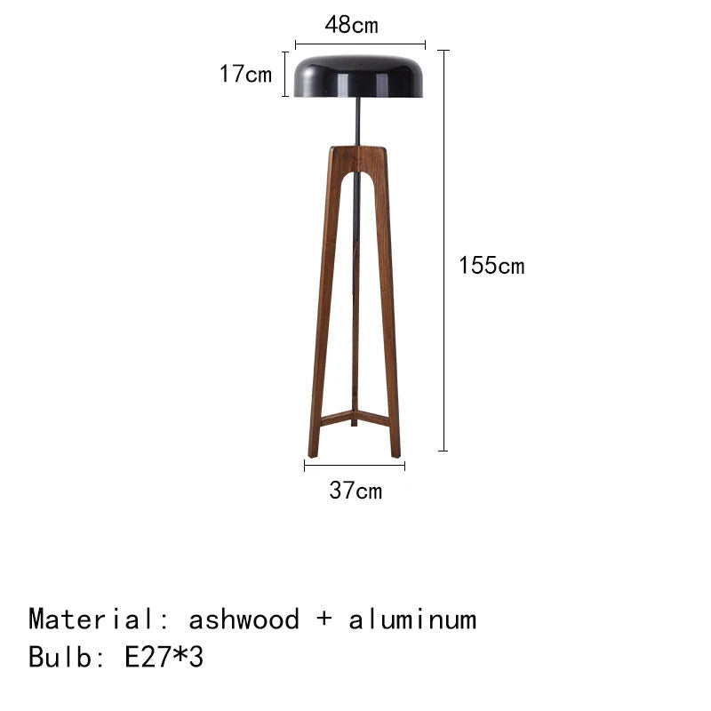 Pileo Porada Floor Lamp – Solid Wood Tripod Light