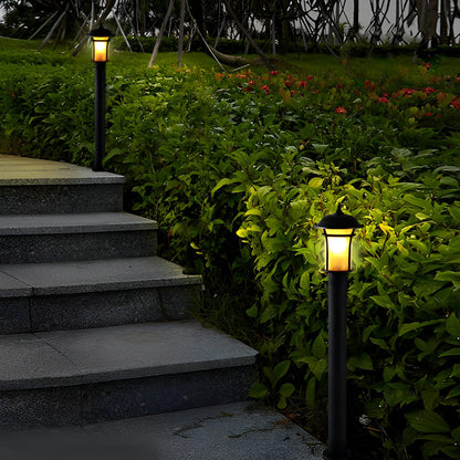 Old England Style Outdoor Garden Post Light Black Iron Handmade Glass LED 3 Heights Yard Path