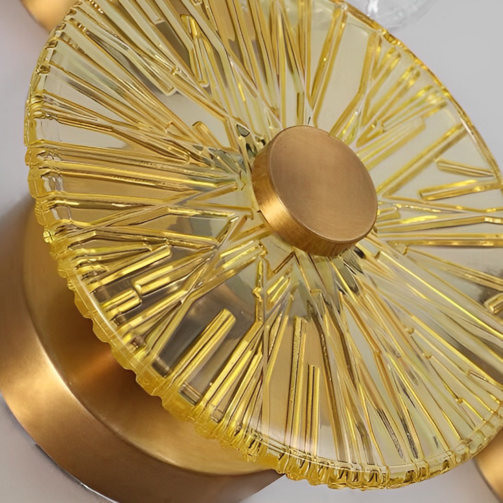 Post-Modern Round Glass Wall Sconce Luxury LED Gold Multi-Light Bedroom Living Room