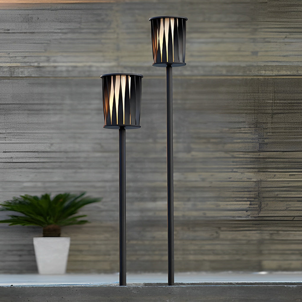 Rotating Vertical Slat Stainless Steel LED Outdoor Floor Lamp IP65 Solar 3000K