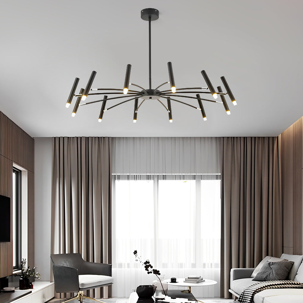 Modern Adjustable Metal LED Chandelier Minimalist Linear Ceiling Light