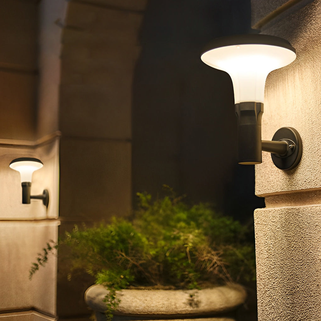 Modern Solar LED Outdoor Wall Sconce Round Flower Aluminum PC Shade IP65 2CCT Black Park Villa Garden