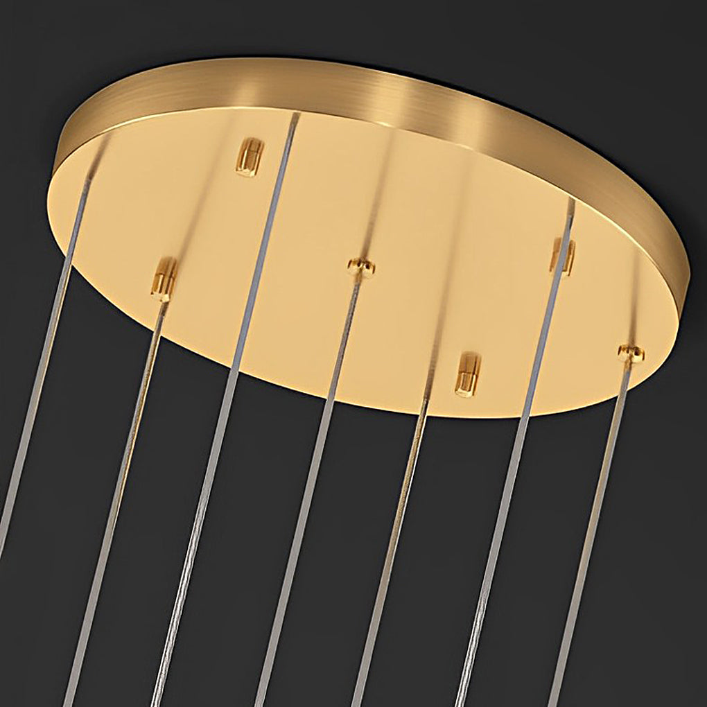 Staircase Chandelier H65 Brass Crystal Shade Brushed Copper Gold Integrated LED Modern Retro Nordic 3-Step Colour Temperature Five Configurations 9-Light to 36-Light