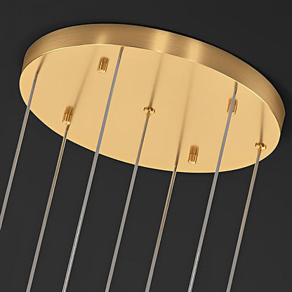 Staircase Chandelier H65 Brass Crystal Shade Brushed Copper Gold Integrated LED Modern Retro Nordic 3-Step Colour Temperature Five Configurations 9-Light to 36-Light