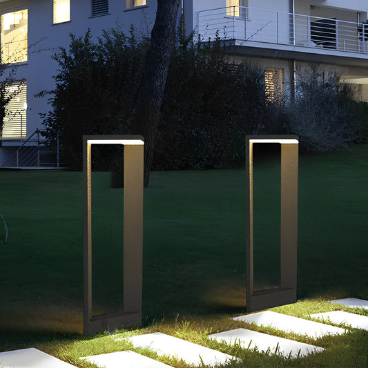 Linear Frame LED Pathway Light Black Aluminum 12W Geometric Outdoor Landscape 3 Heights