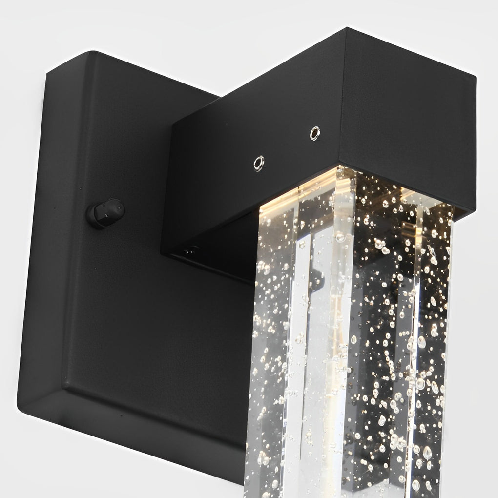 Modern LED Outdoor Wall Sconce Die-Cast Aluminum Crystal Bubble Shade 10W 3000K 90-260V Black