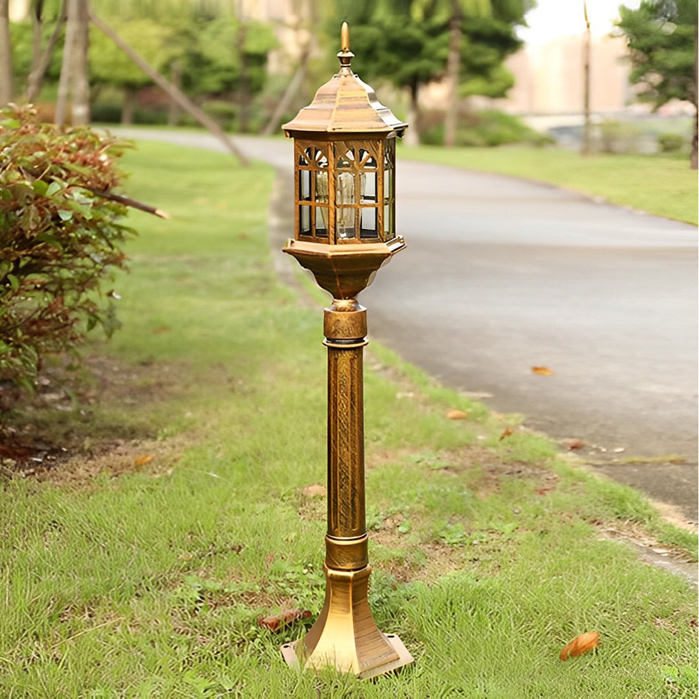 Modern Industrial Slim Post Outdoor Lamp Black or Bronze Die-Cast Aluminum Cylindrical Glass 32 Inch