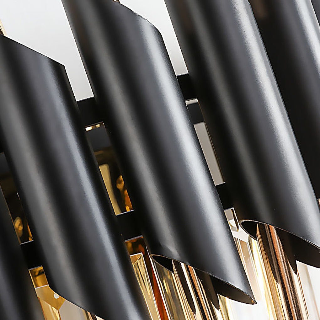 Modern Crystal Wall Sconce – Black & Gold Luxury E14 Wall Light Fixture
