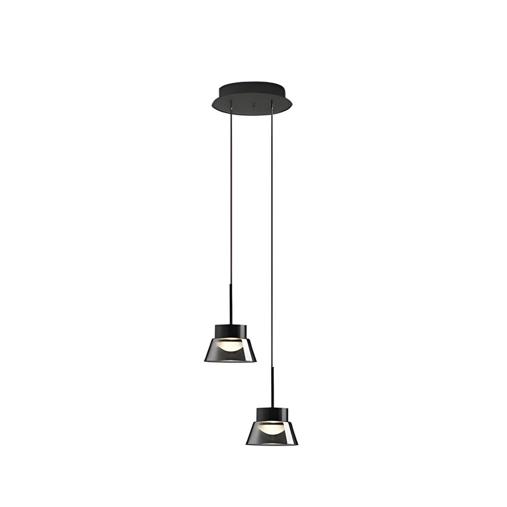 Smoked Gray Geometric Glass and Black Aluminum LED Pendant Light