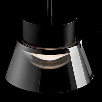 Smoked Gray Geometric Glass and Black Aluminum LED Pendant Light