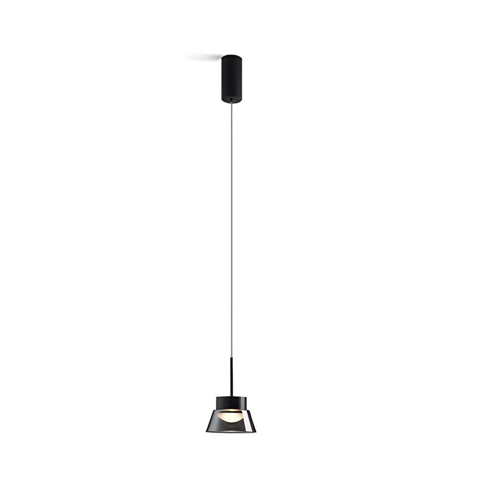 Smoked Gray Geometric Glass and Black Aluminum LED Pendant Light