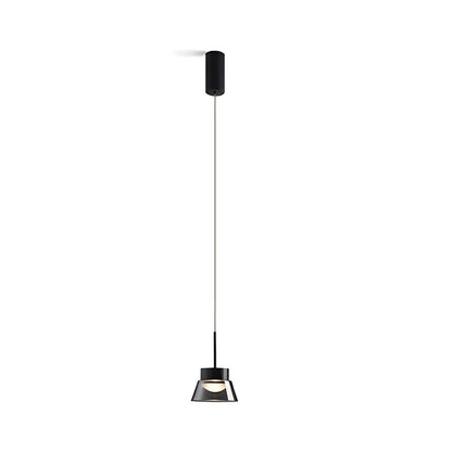 Smoked Gray Geometric Glass and Black Aluminum LED Pendant Light