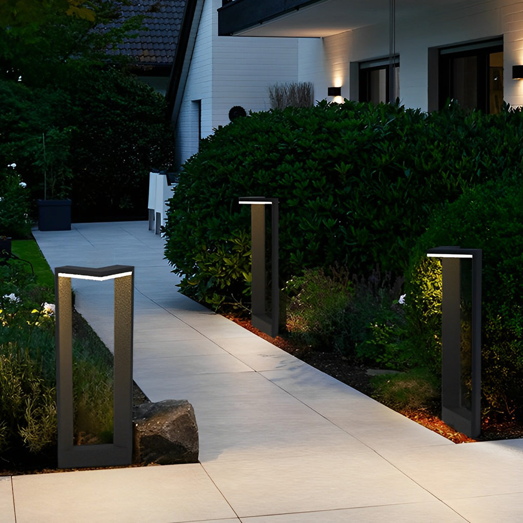 Linear Frame LED Pathway Light Black Aluminum 12W Geometric Outdoor Landscape 3 Heights