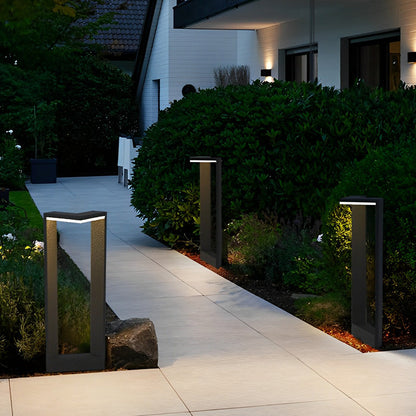 Linear Frame LED Pathway Light Black Aluminum 12W Geometric Outdoor Landscape 3 Heights