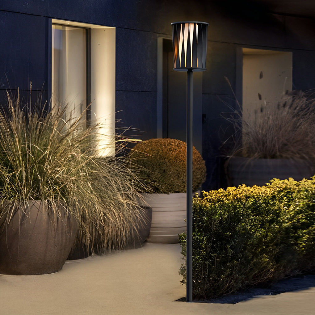 Rotating Vertical Slat Stainless Steel LED Outdoor Floor Lamp IP65 Solar 3000K