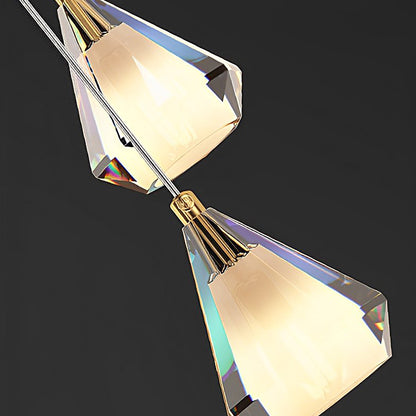 Staircase Chandelier H65 Brass Crystal Shade Brushed Copper Gold Integrated LED Modern Retro Nordic 3-Step Colour Temperature Five Configurations 9-Light to 36-Light