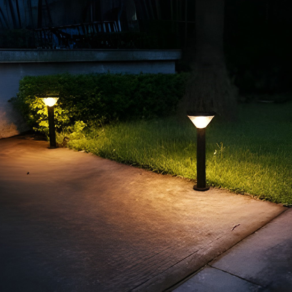 Tapered Solar LED Pathway Light Black Frosted Aluminum 3-CCT 4400mAh Base or Insert 2 Heights