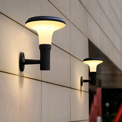 Modern Solar LED Outdoor Wall Sconce Round Flower Aluminum PC Shade IP65 2CCT Black Park Villa Garden