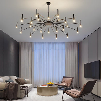 Modern Adjustable Metal LED Chandelier Minimalist Linear Ceiling Light