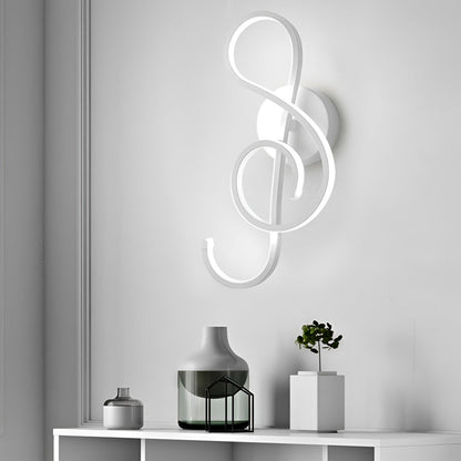 Musical Note LED Wall Sconce Aluminium Modern Decorative Bedroom Hallway Black White