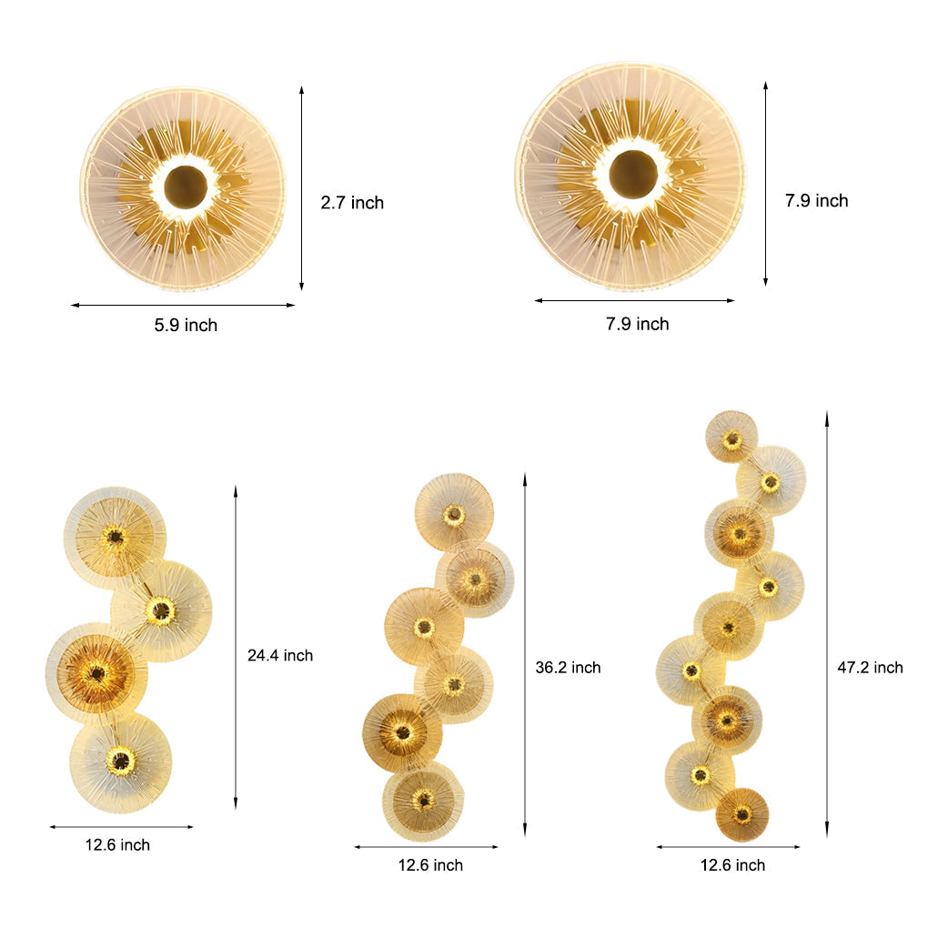Post-Modern Round Glass Wall Sconce Luxury LED Gold Multi-Light Bedroom Living Room