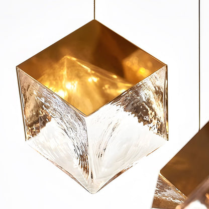 Staircase Chandelier Stainless Steel Glass Ice Cube Geometric Integrated LED Modern Postmodern Fixed 3000K Gold Chrome Eight Configurations 1-Light to 9-Light