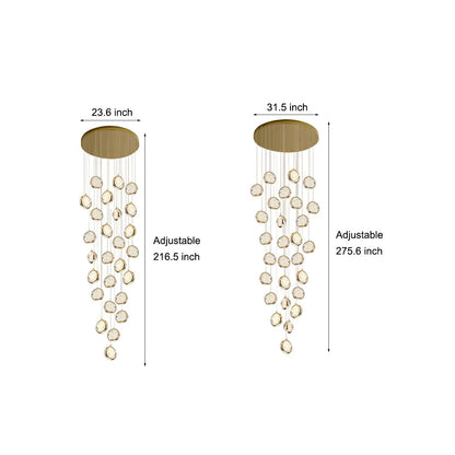 Staircase Chandelier Stainless Steel Gold Gas-Injected Hand-Blown Crystal Globe Cluster Integrated LED Modern Fixed Warm White Five Configurations 8-Light to 36-Light
