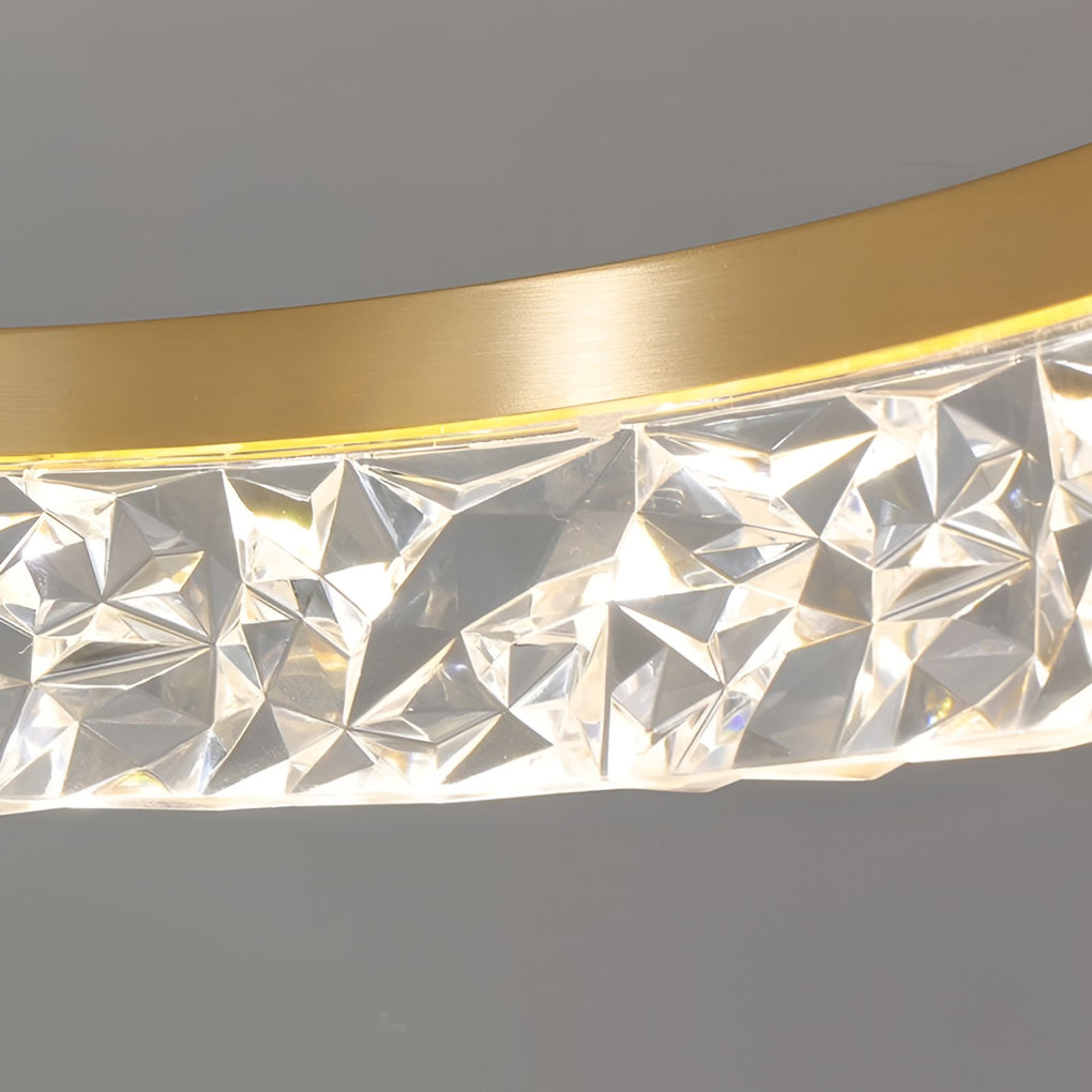 Minimalist Round LED Semi-Flush Mount Ceiling Light Modern Copper Acrylic Gold 3 Step Dimmable 20 Inch