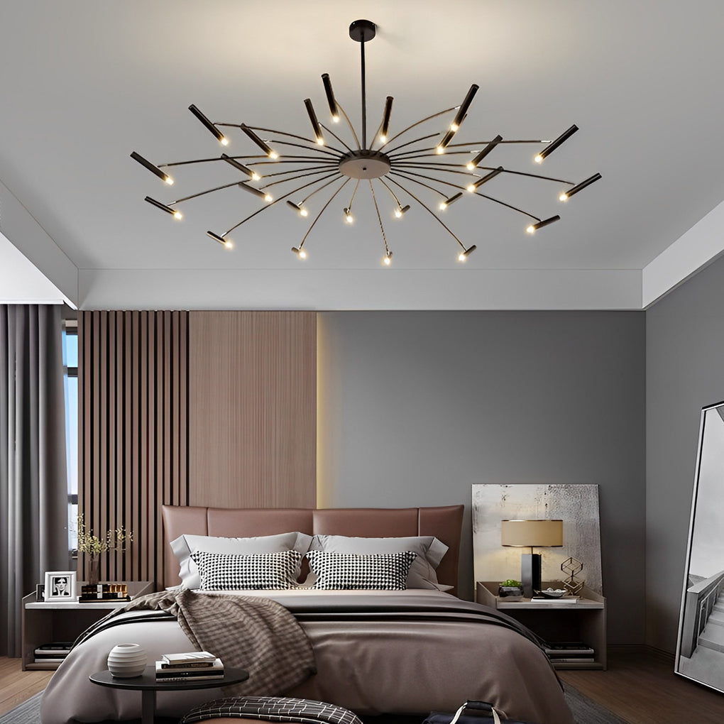 Modern Adjustable Metal LED Chandelier Minimalist Linear Ceiling Light